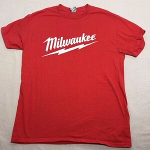 Milwaukee Tool 100 Years Anniversary T-Shirt Mens Medium Red Graphic Cotton Tee